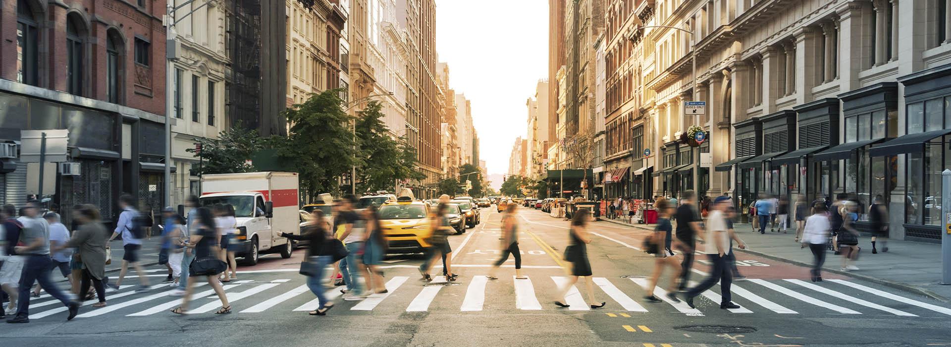 People walking in downtown New York City